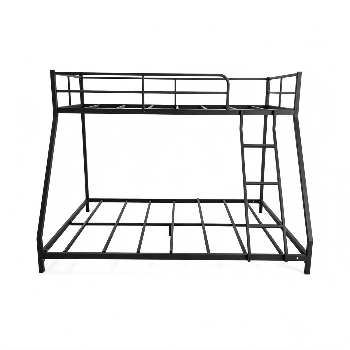 ETAGENBETT 140/200 cm Schwarz Metall mit Schutzgeländer - Schwarz, Metall (140/200cm) - MIVRAY