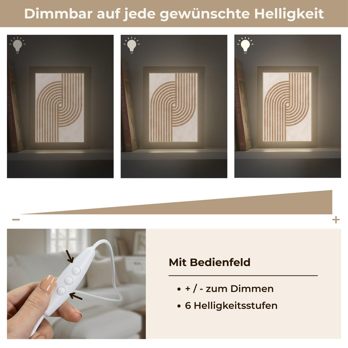 NÁSTĚNNÁ LAMPA Symetrický ohyb - měděná barva 15x20 cm - béžová, kompozitní dřevo (15/20/8cm) - OnlyWow