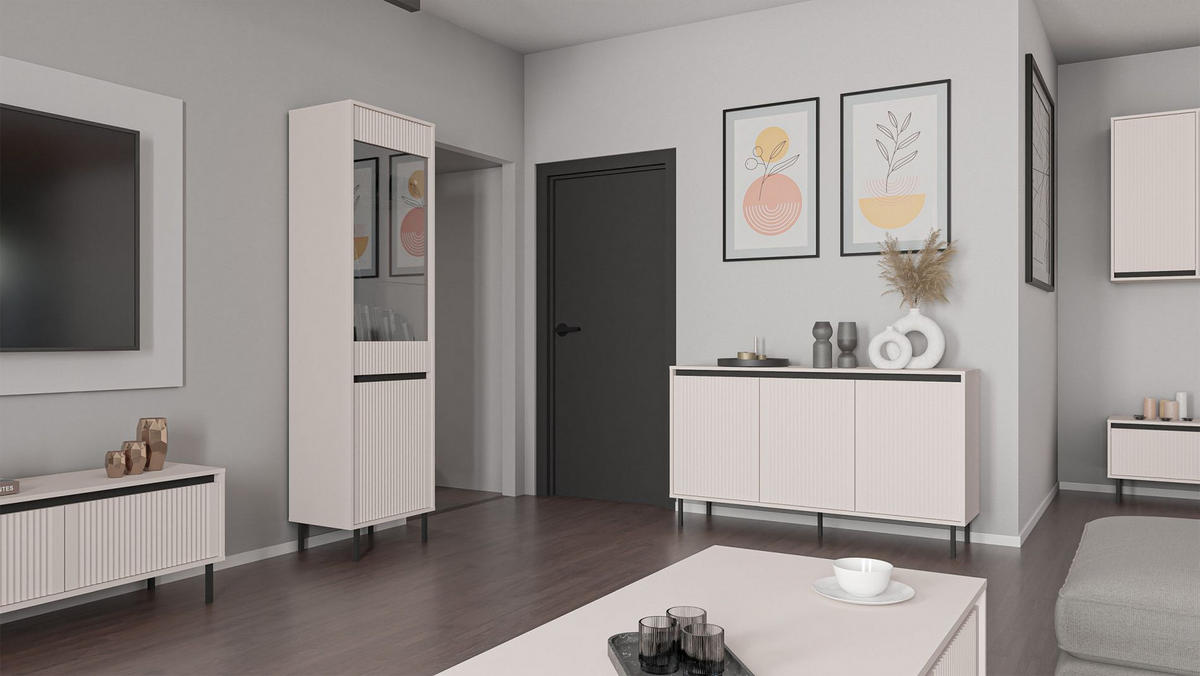 HÄNGESCHRANK Osaka Sandbeige 46 cm - Beige/Schwarz, Holzwerkstoff (45.8/100/32cm) - Selsey