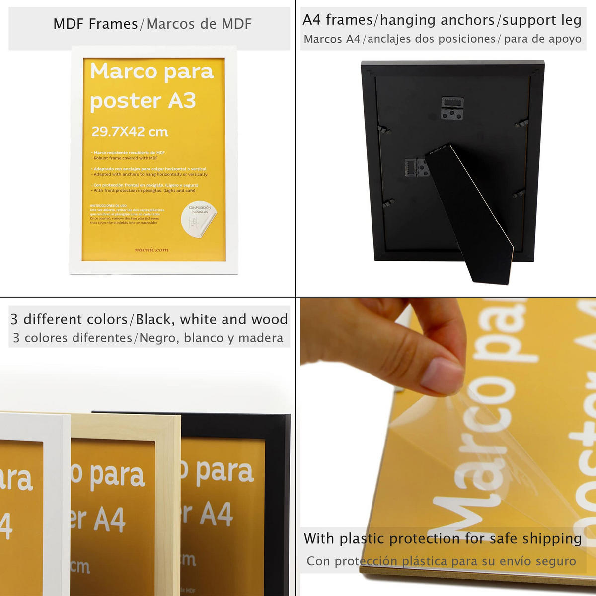 POSTER Set Mit 6 Plakaten Mit Zug Patenten Im Vintage Stil A3 & A4 Schwarzer Rahmen - Schwarz, Papier (29/3cm) - Nacnic