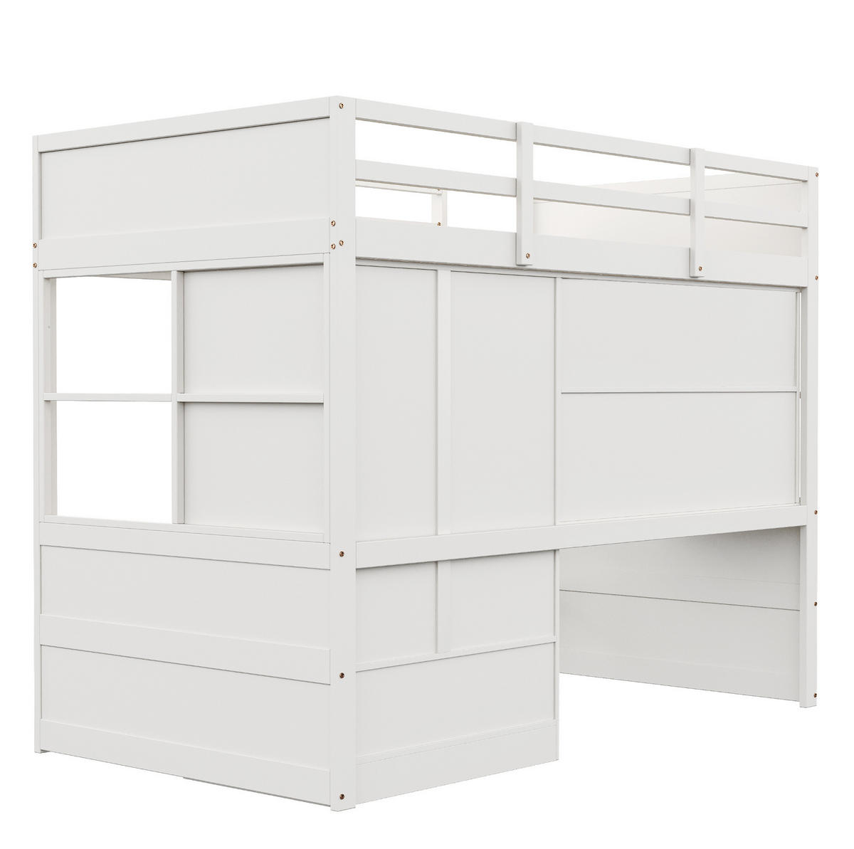 HOCHBETT 90/200 cm in Weiß mit Schreibtisch, Kleiderschrank und Schubladen - Weiß, Holzwerkstoff (90/200cm) - Flora Grace