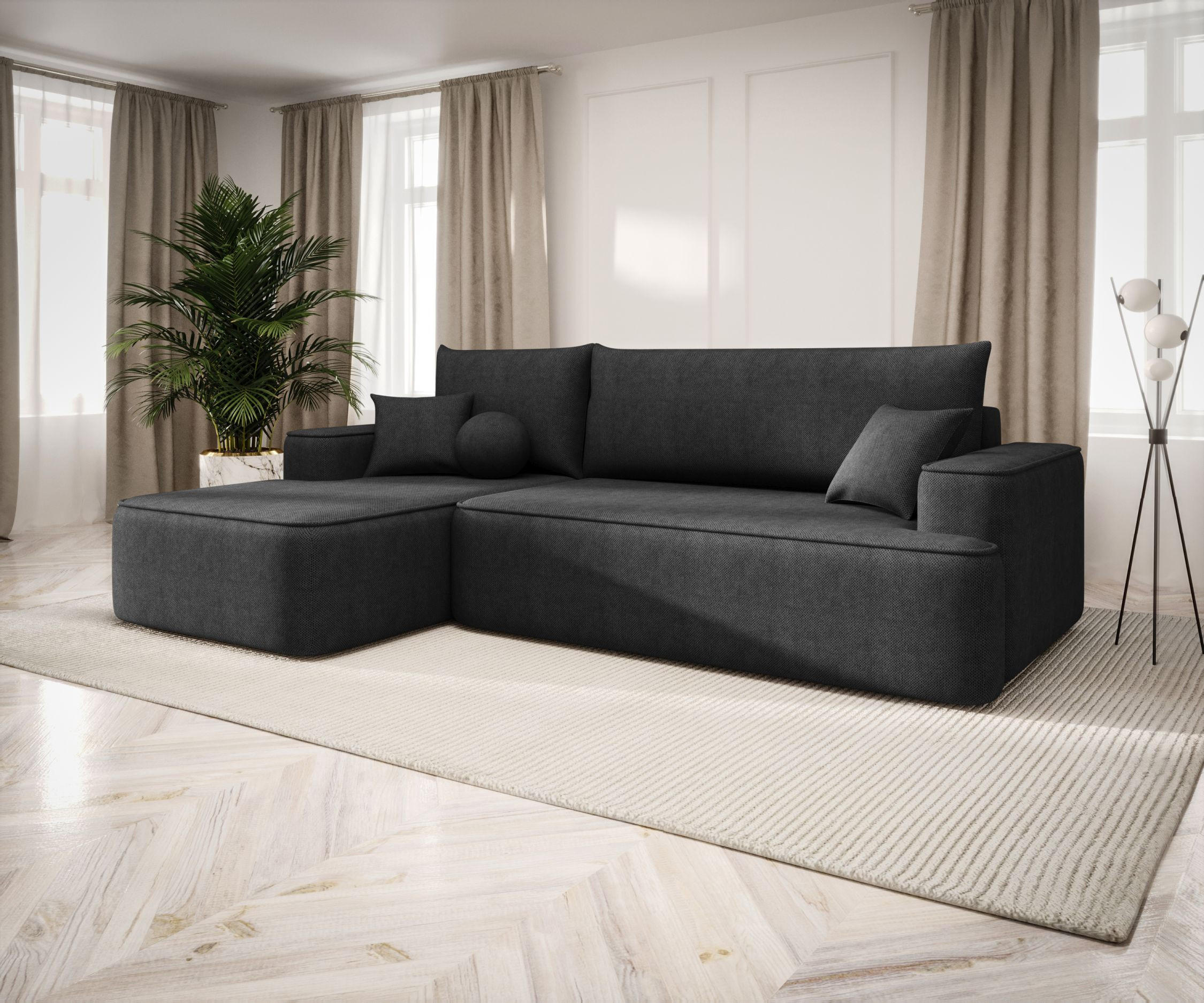 ECKSOFA mit Schlaffunktion FIGO Curio 97 Links - Dunkelgrau, Textil (250/150cm) - Bedante