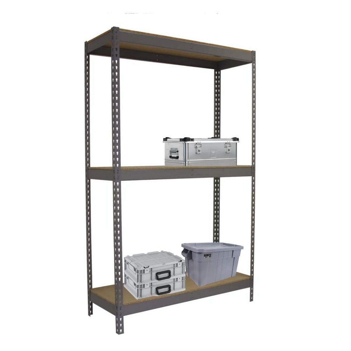SCHWERLASTREGAL MID WOOD YETI THREE | HxBxT 150x120x75cm | Fachlast 400kg | Grau - Grau, Metall (120/150/75cm) - PROREGAL