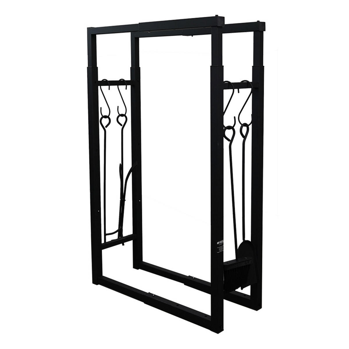 KAMINHOLZREGAL Phoenix verstellbar innen & außen 100-150x40-65x25cm 4 Kaminwerkzeugen Schwarz - Schwarz, Metall (65/150/25cm) - PROREGAL