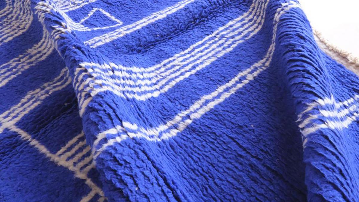 BERBERTEPPICH grafisch und modern aus Wolle 200x 300 cm - Blau, Naturmaterialien (200/300cm) - AFK Living
