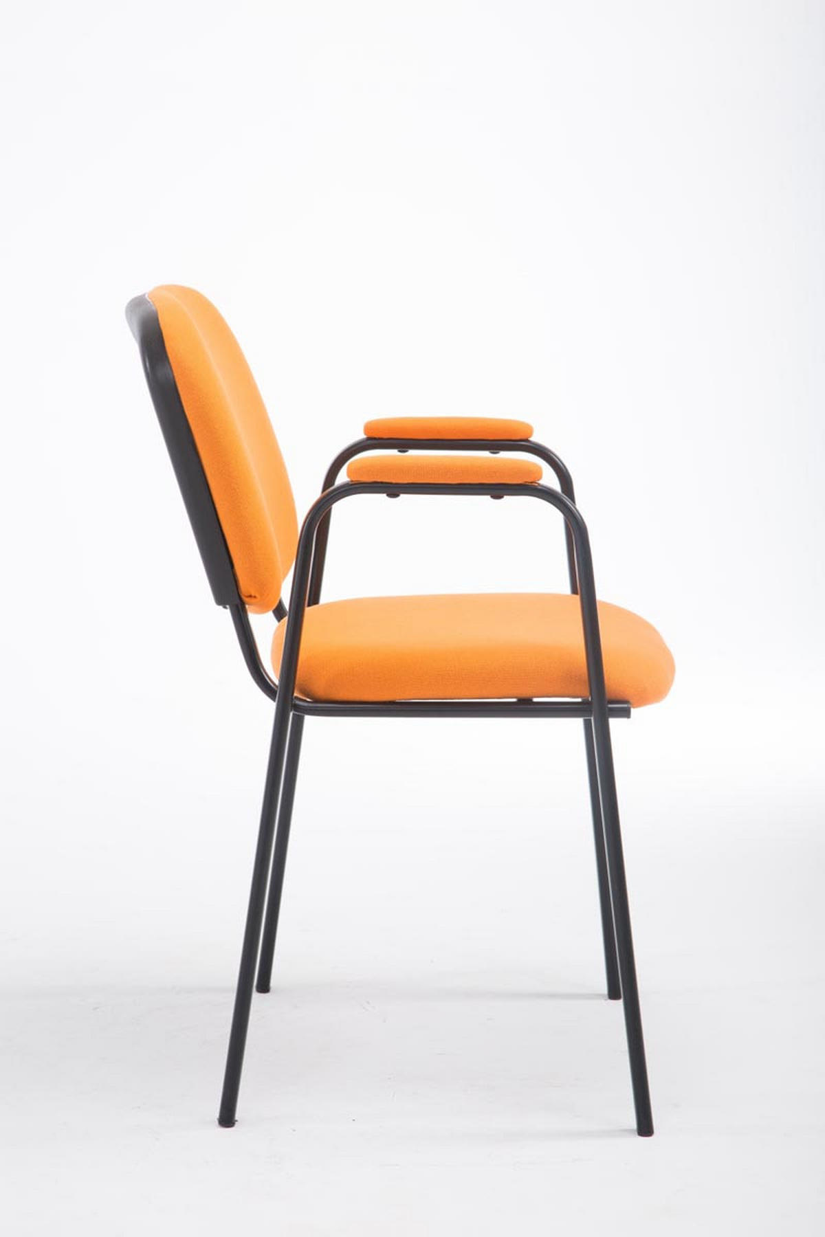 BESUCHERSTUHL Keen Pro, Stoffbezug mit Armlehne - Gestell Schwarz / Bezug Orange - Schwarz/Orange, Textil/Metall (53/79/53cm) - TPFLiving