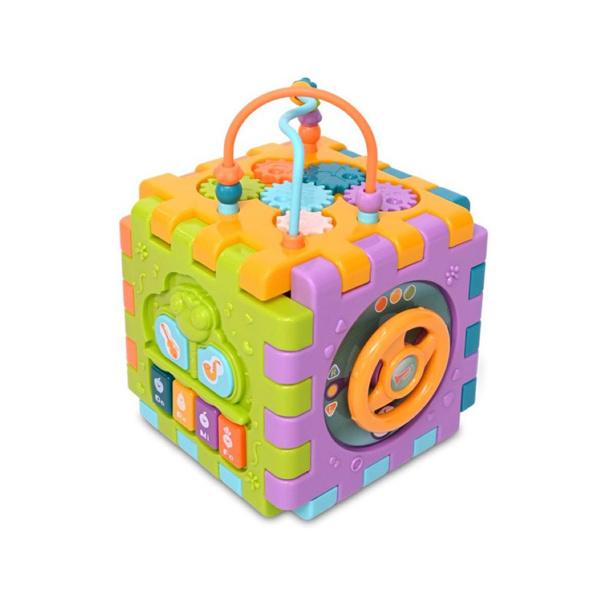 SORTIERSPIEL Steckspielwürfel 6 Face bunt 10 Teile, Melodien, Activity-Cube, Motorikspielzeug, ab 18 Monate - Multicolor, Kunststoff (18/26/18cm) - Lorelli