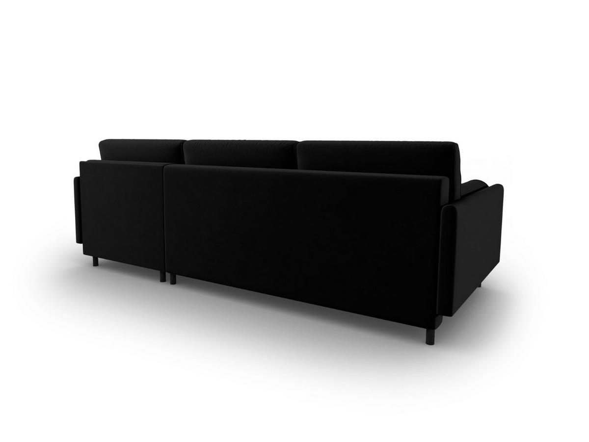 AUSKLAPPBARES-ECKSOFA rechts mit Container Scott aus Samt schwarz 5 Sitzplätze - Schwarz, Textil (142/212cm) - Micadoni