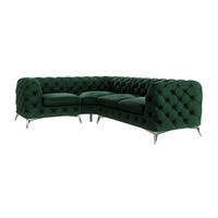 ECKSOFA Chesterfield Laura Flasche Grün Samt, Ottomane Links - Smaragdgrün/Silberfarben, Holz/Textil (264/204cm) - S-Style Möbel
