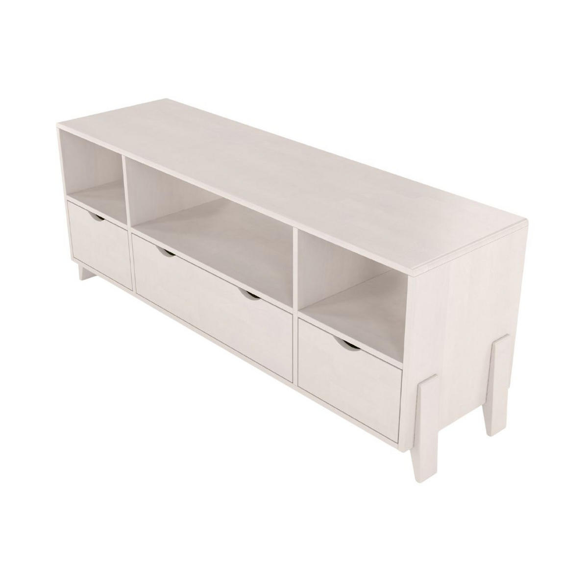MASSIVHOLZ-TV-SCHRANK Gdynia, Buche - lackiert, Weiß - Weiß, Holz/Buchenholz (160/60.4/45cm) - Visby