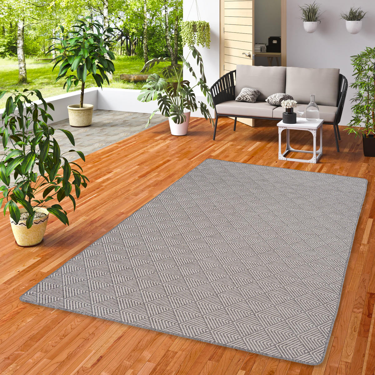 IN- UND OUTDOOR TEPPICH BEIDSEITIG NEWPORT MODERN - Grau, Textil (100/400cm) - Snapstyle