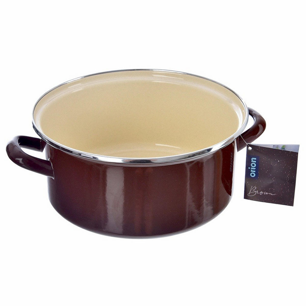 EMAILLIERTOPF Brown mit Griffen braun - Braun, Metall (24cm) - Orion 