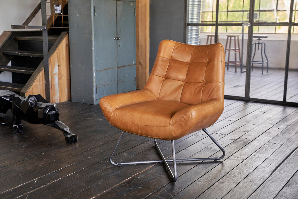 SESSEL SNOOZE Braun Leder - Dunkelbraun/Silberfarben, Leder (82/93/76cm) - KAWOLA