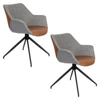 ESSZIMMERSTUHL Doulton Swivel Vintage Braun - 2 er Set - Braun, Textil (67/80/61cm) - Zuiver