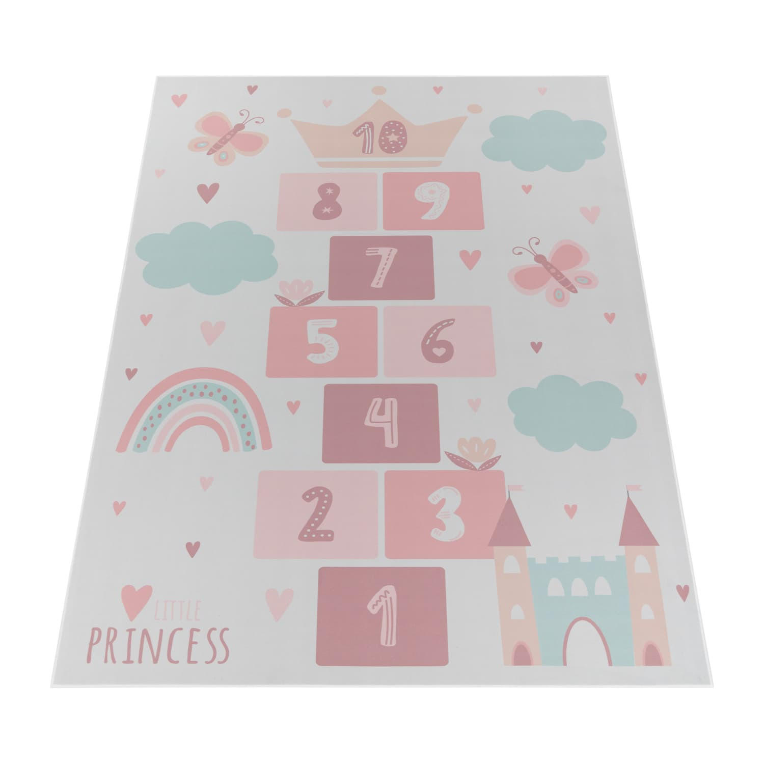 KINDERTEPPICH waschmaschinenwaschbar Prinzessinnen‑Hüpfkästchen‑Muster Kinderzimmer schmutzabweisend Creme Rechteckig 160x220 - Creme, Textil (160/220cm) - KADIMA DESIGN