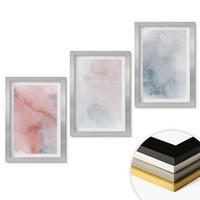 WANDBILDER 3er Set - 20x30 cm Silberner Rahmen - Pastellfarben auf Leinwand - Silberfarben, Kunststoff (20/30cm) - ArtPrintCave