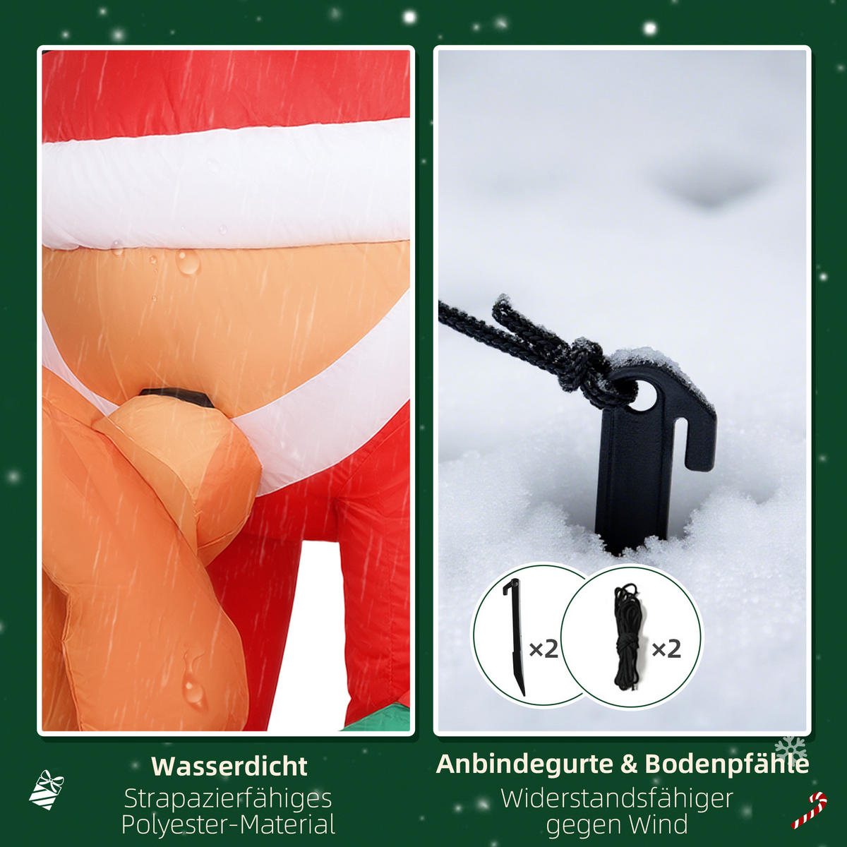 WEIHNACHTSMANN aufblasbar, 2,14 m Weihnachtsdeko mit Hund LED - Rot, Textil (68/214/82cm) - Outsunny