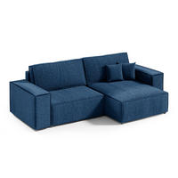 ECKSOFA Isaac 3 Sitzplätze Blau - Blau, Holz (257/148cm) - Petits-meubles