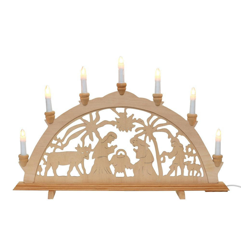 SCHWIBBOGEN Geburt 7-flammig - Multicolor, Holz (0.1/1/0.1cm) - Dekoteam24