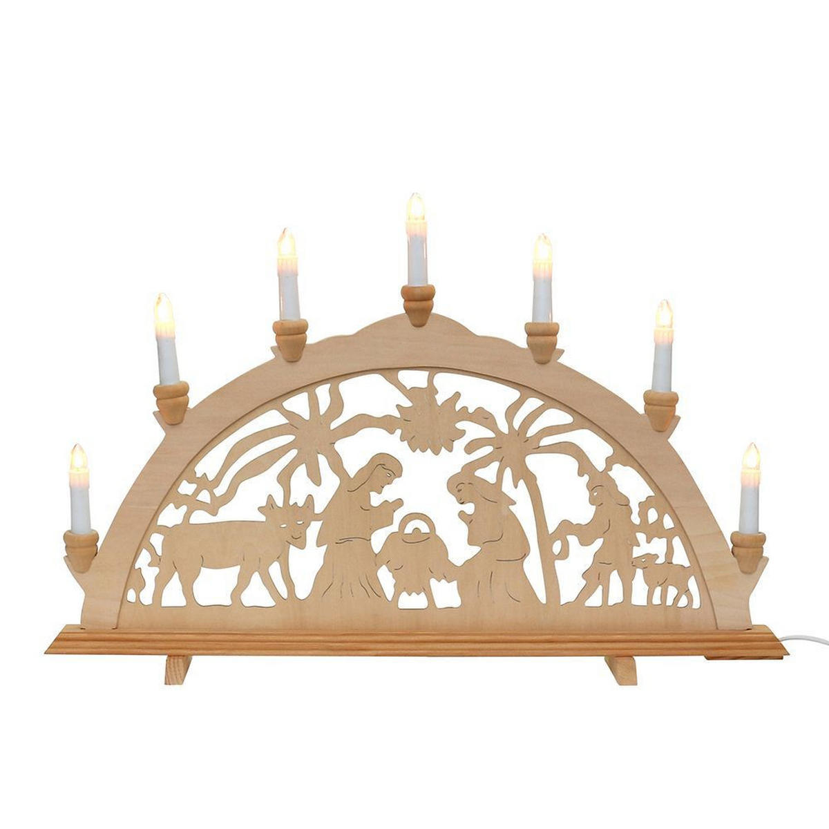 SCHWIBBOGEN Geburt 7-flammig - Multicolor, Holz (0.1/1/0.1cm) - Dekoteam24