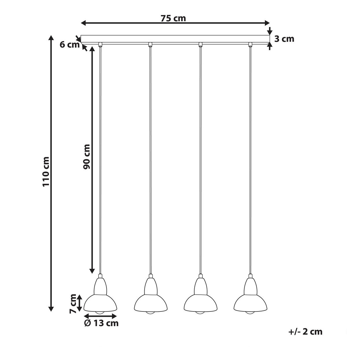 HÄNGELEUCHTE Castaly 16/75/110 cm - Messingfarben, Metall (16/75/110cm) - Beliani