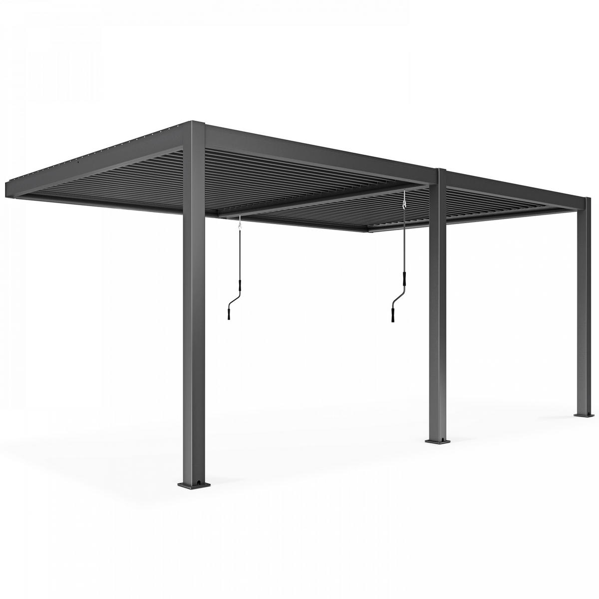 PERGOLA 3x6 m, mit 2 Markisen, Grau - Grau, Metall (281/257/574cm) - Oviala