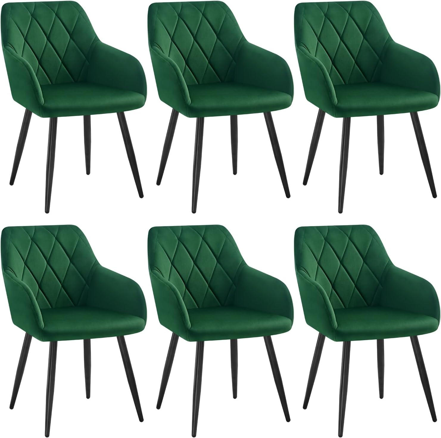 ESSZIMMERSTÜHLE 6er Set, Küchenstühle gepolstert mit Armlehnen, Dunkelgrün - Dunkelgrün, Kunststoff/Textil (44.5/79/46.5cm) - Woltu