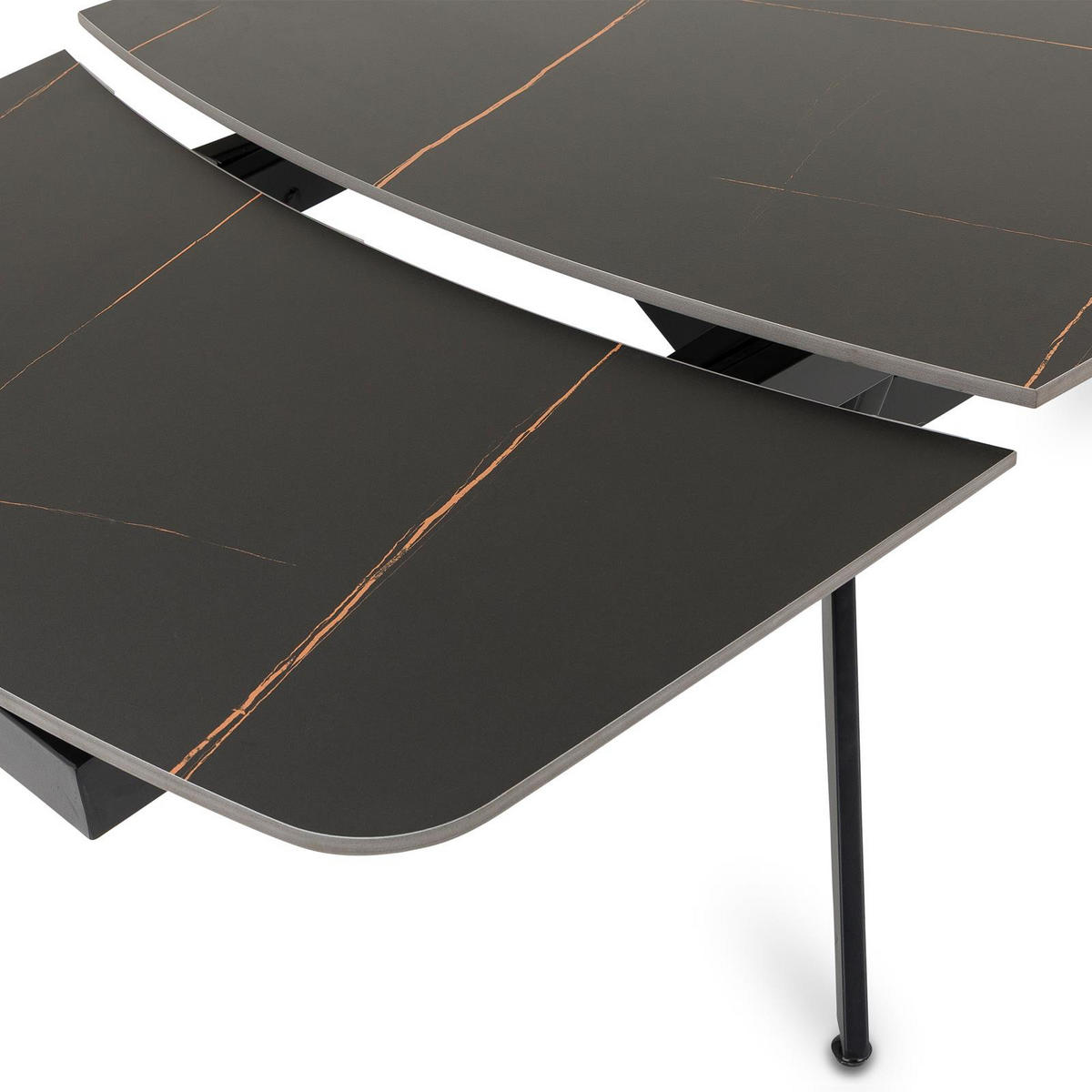 ESSTISCH LEANA schwarz - Schwarz, Metall (90/160/76cm) - IDIMEX
