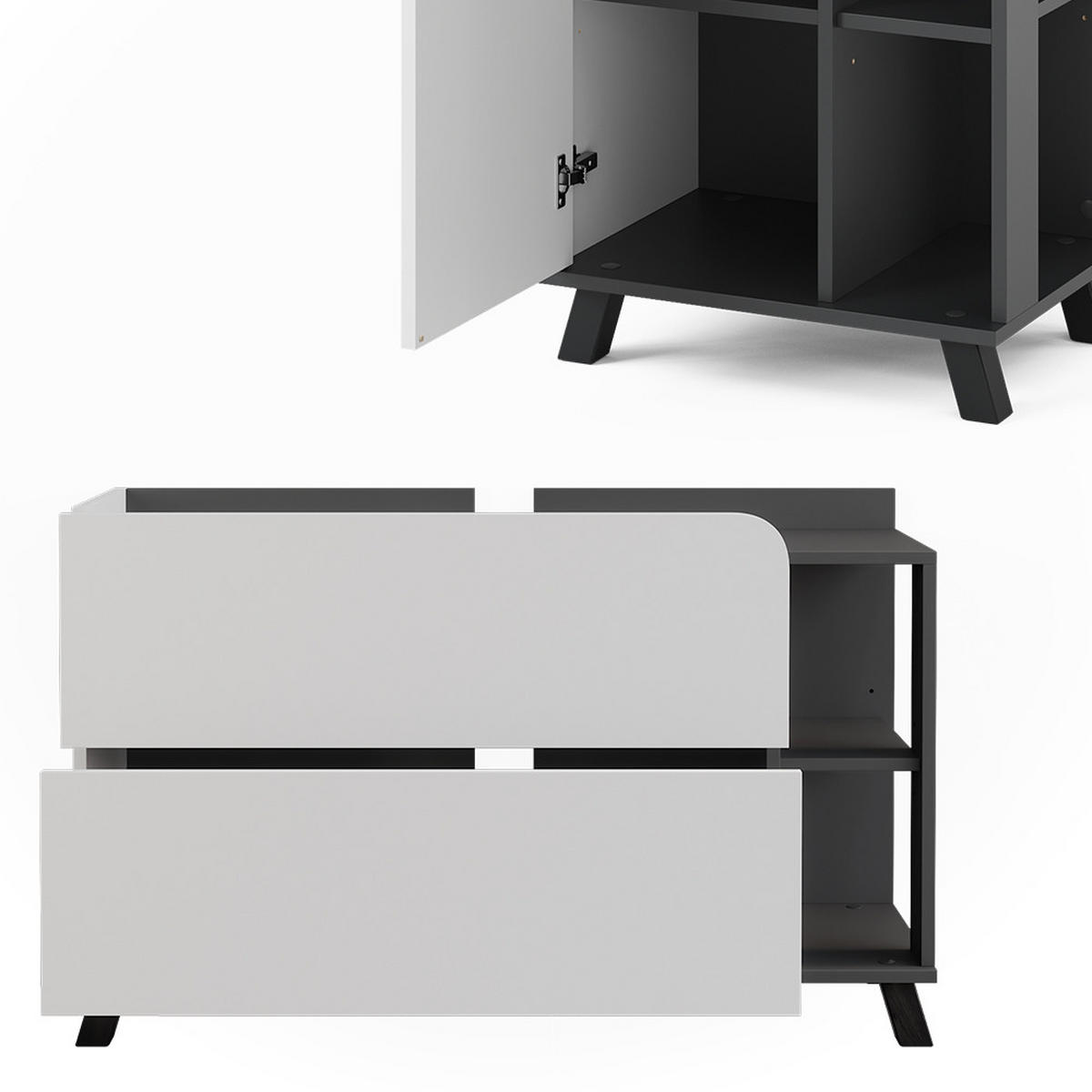 KOUPELNOVÝ NÁBYTEK Karen Antracitová/bílá - bílá/antracitová, kompozitní dřevo (100/65/35cm) - Vicco