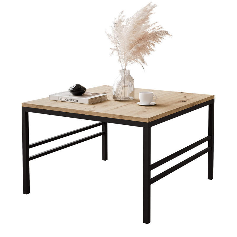 COUCHTISCH FORMA 60/60 cm Quadrat, Schwarz / Artisan-Eiche - Schwarz/Eiche Artisan, Metall (60/60/46cm) - Idohome