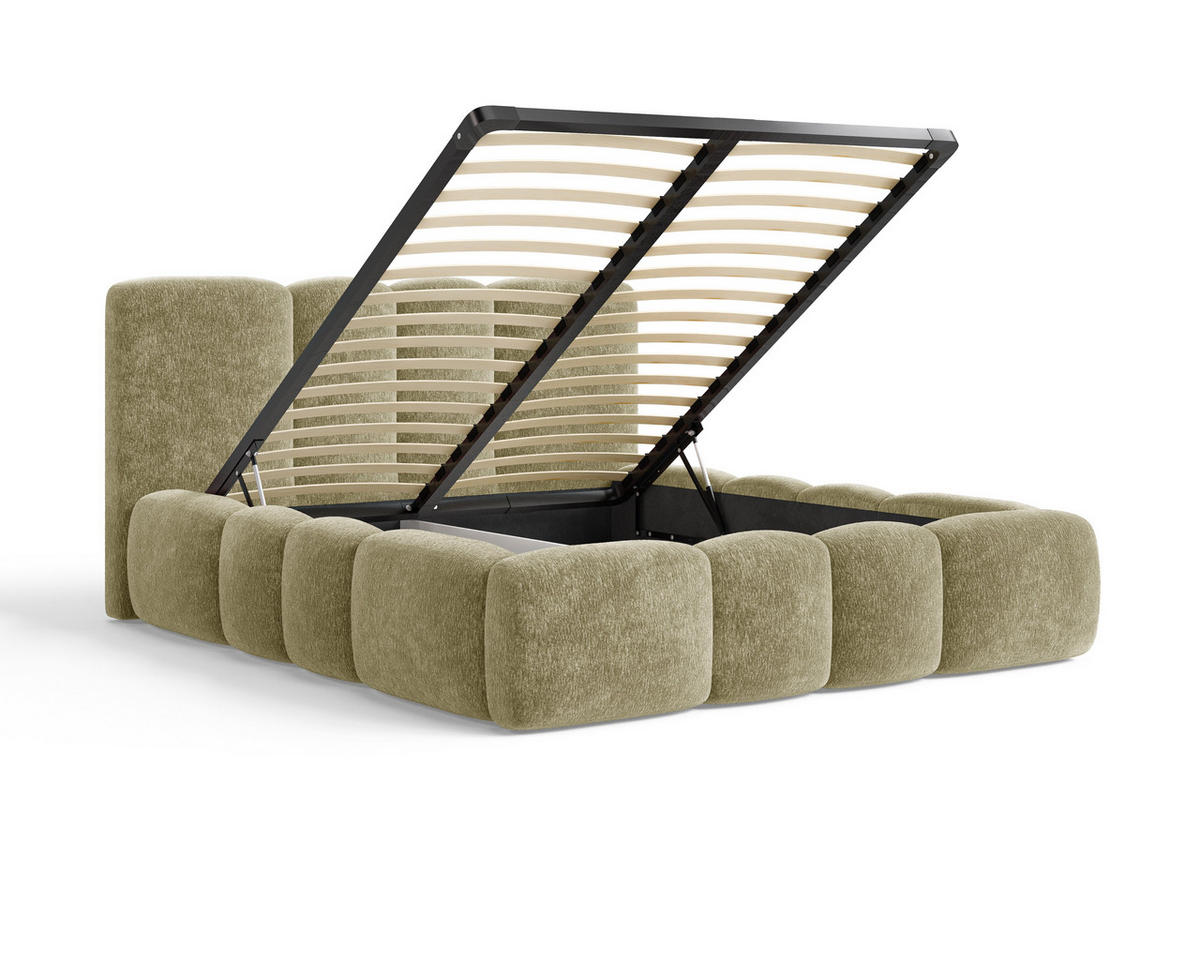 POLSTERBETT 26 - 180x200 cm – Amari – Bett mit Bettkasten und Gepolstertem Kopfteil - Olivgrün, Holz (180/200cm) - ROYAL24_MARKT