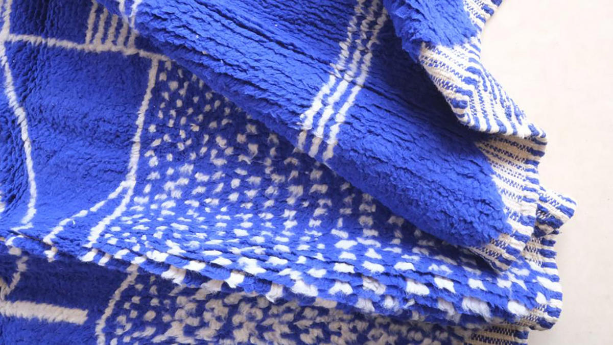 BERBERTEPPICH grafisch und modern aus Wolle 200x 300 cm - Blau, Naturmaterialien (200/300cm) - AFK Living