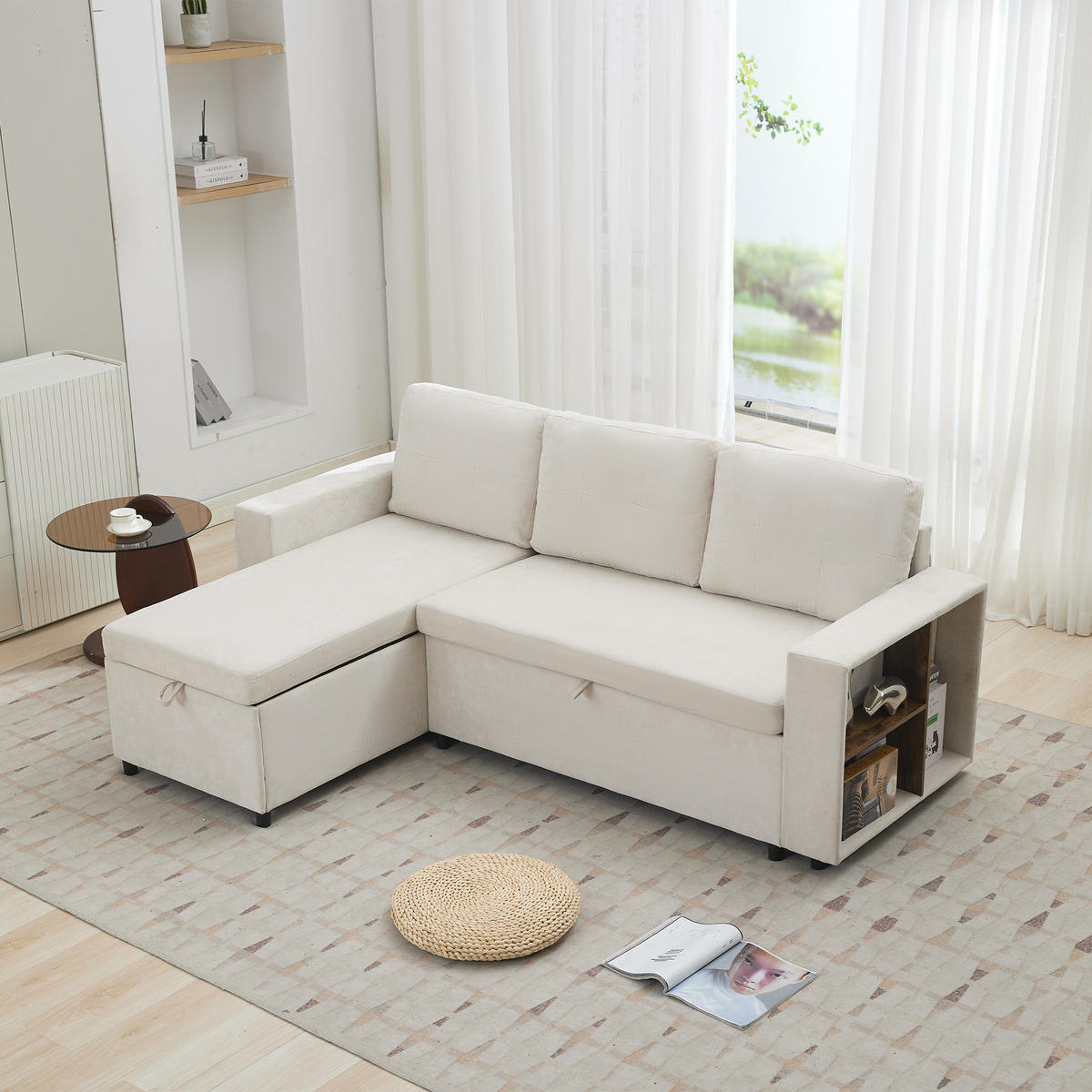 ECKSOFA 202/136/85 cm Beige mit Stauraum - Beige, Textil (202/136cm) - Oxeza