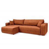 ECKSOFA mit Schlaffunktion - 272 cm - Schwarz/Orange, Kunststoff/Textil (272/145cm) - home24