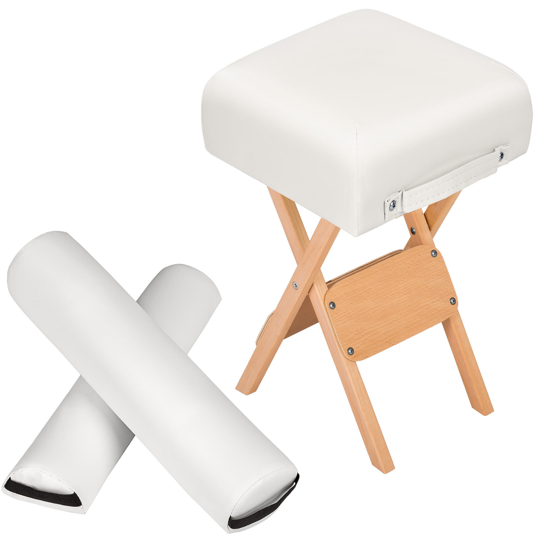 HOCKER mit 2 Lagerungsrollen, leichte Reinigung,weiß - Weiß, Textil (34/54/34cm) - tectake
