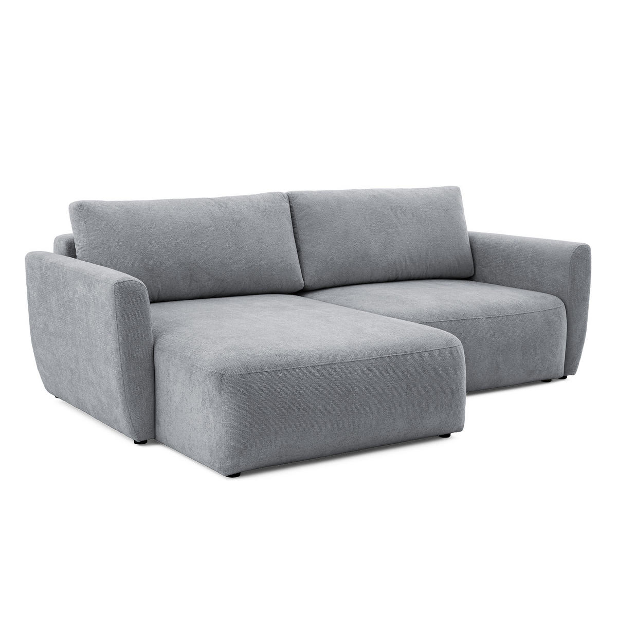 ECKSOFA BELLA L Links mit Schlaffunktion 140x205 Velours Grau - Schwarz/Grau, Holz/Kunststoff (230/165cm) - Muffo