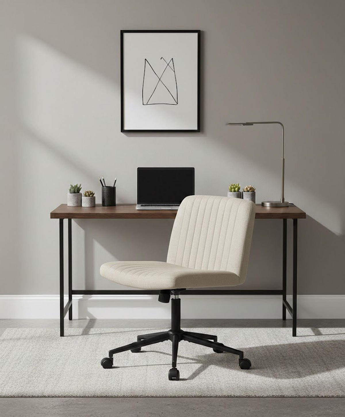 BÜROSTUHL Lynox Stoff creme - Creme/Schwarz, Metall (62/98/65cm) - TPFLiving