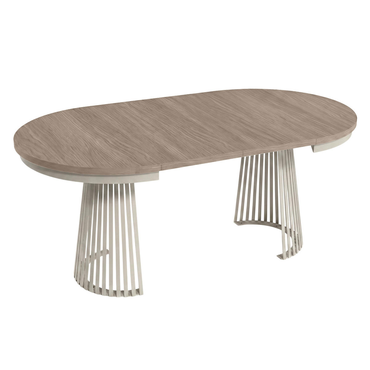 ESSTISCH Lumi, Runder, ausziehbar auf 180 cm, mit Metallbeinen, Walnussfarben+Kaschmir - Kaschmir/Walnussfarben, Metall (100/100/77cm) - Beautysofa