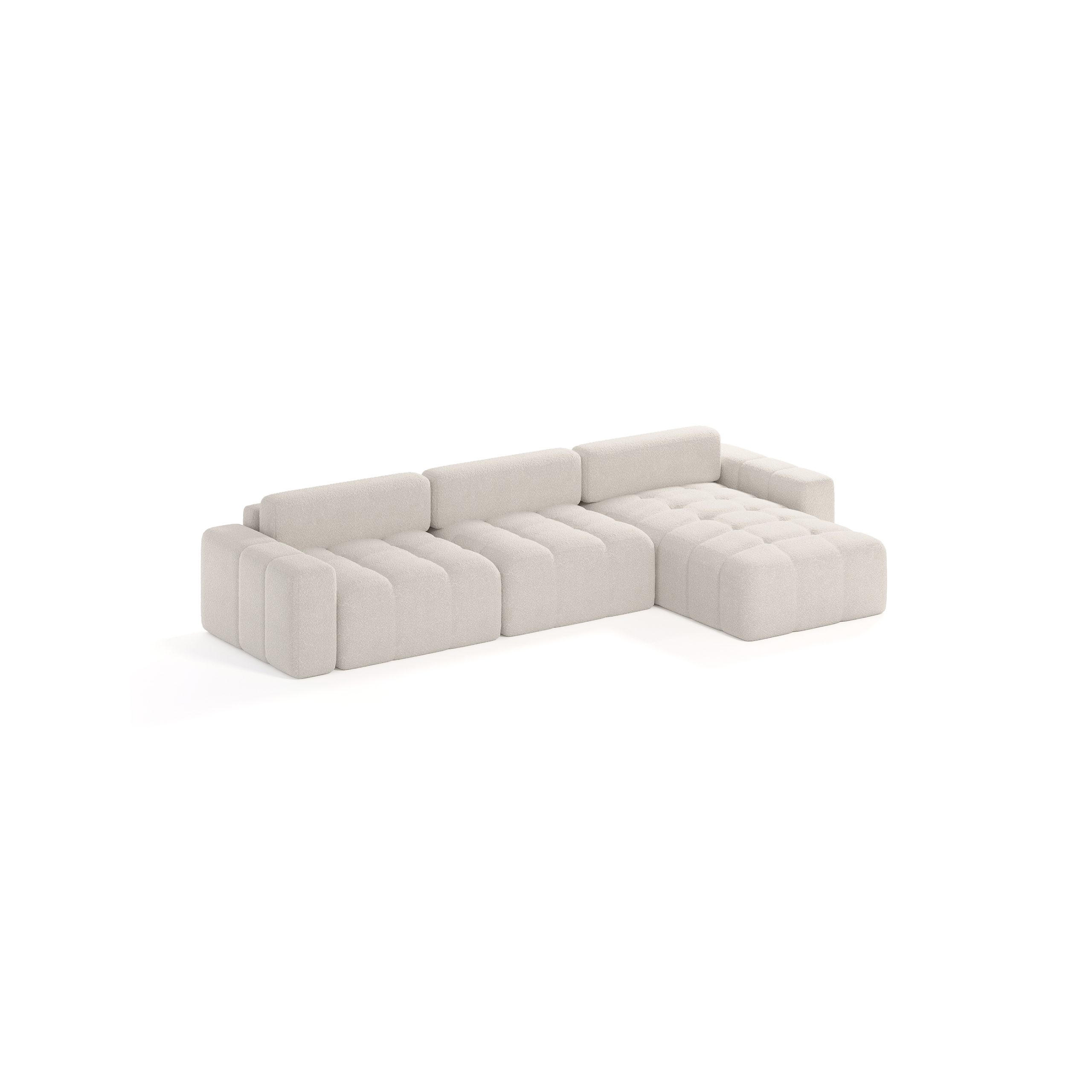 ECKSOFA Bouclé-Stoff 8 Sitzer Bornum So, Creme - Creme, Textil (346/170cm) - Meblito