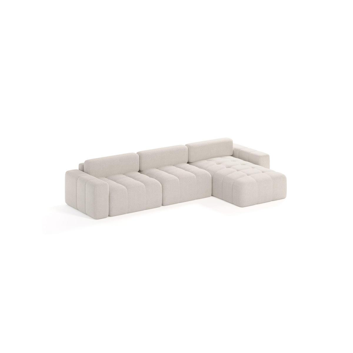 ECKSOFA Bouclé-Stoff 8 Sitzer Bornum So, Creme - Creme, Textil (346/170cm) - Meblito