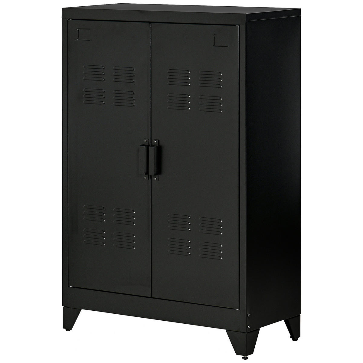 AKTENSCHRANK DE-14423 Industriestil mit 2 verstellbaren Böden Schwarz - Schwarz, Metall (33/110/75cm) - ComfortXL