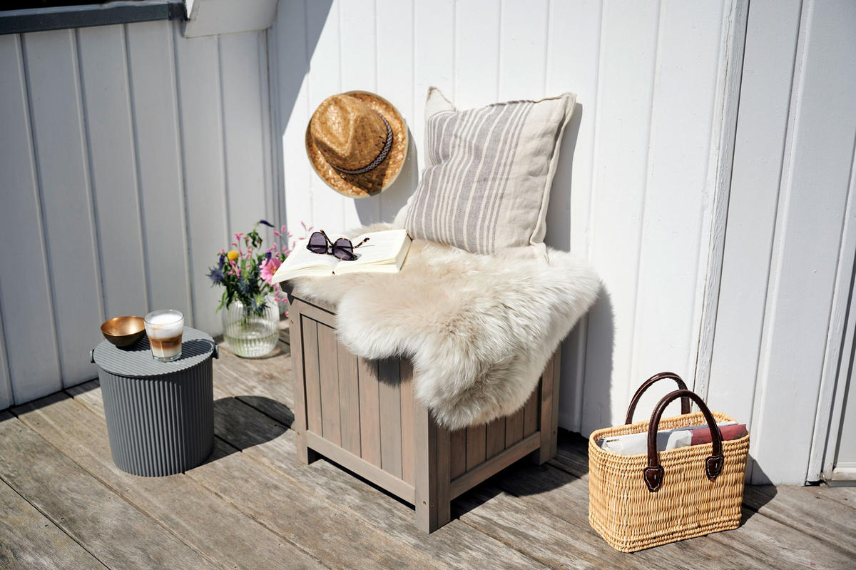GARTENBOX HILLE mit Klappdeckel 45*45*45 cm - Grau, Holz (45/45/45cm) - butenkist