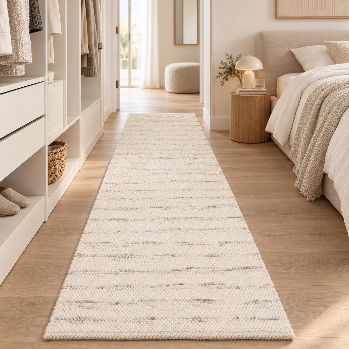 NATUR TEPPICH LÄUFER WOLLE ALASKA MELIERT - Grau, Textil (70/130cm) - Pergamon