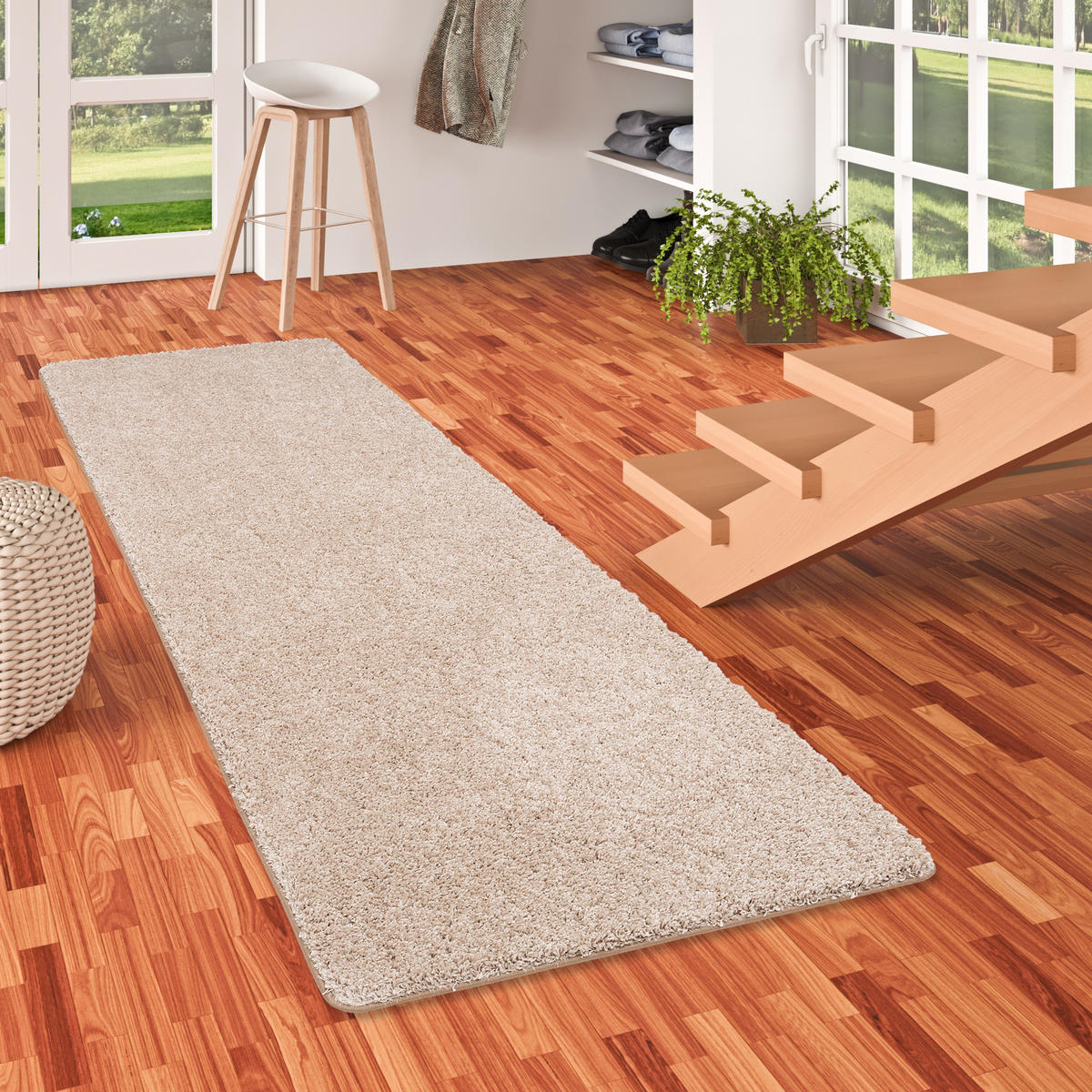 LUXUS HOCHFLOR LANGFLOR LÄUFER TEPPICH MILANO - Beige, Textil (100/300cm) - Snapstyle