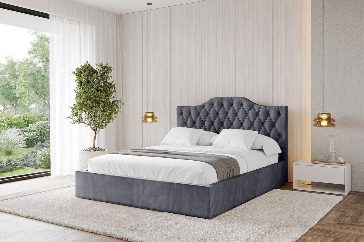 POLSTERBETT mit Bettkasten und Lattenrost, Boxbett ohne Matratze - FALIO 180x200 Dunkelgrau - Dunkelgrau, Holzwerkstoff/Textil (180/200cm) - ALTDECOR