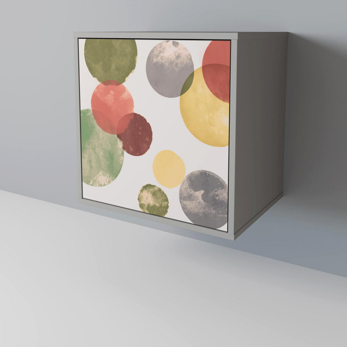 SIDEBOARD FLEETING HAPPINESS, Grau, 57,5x42x72,5 cm, Schwarze Metallfüße - Multicolor/Schwarz, Holzwerkstoff/Metall (57.5/72.5/42cm) - SpaceRebels