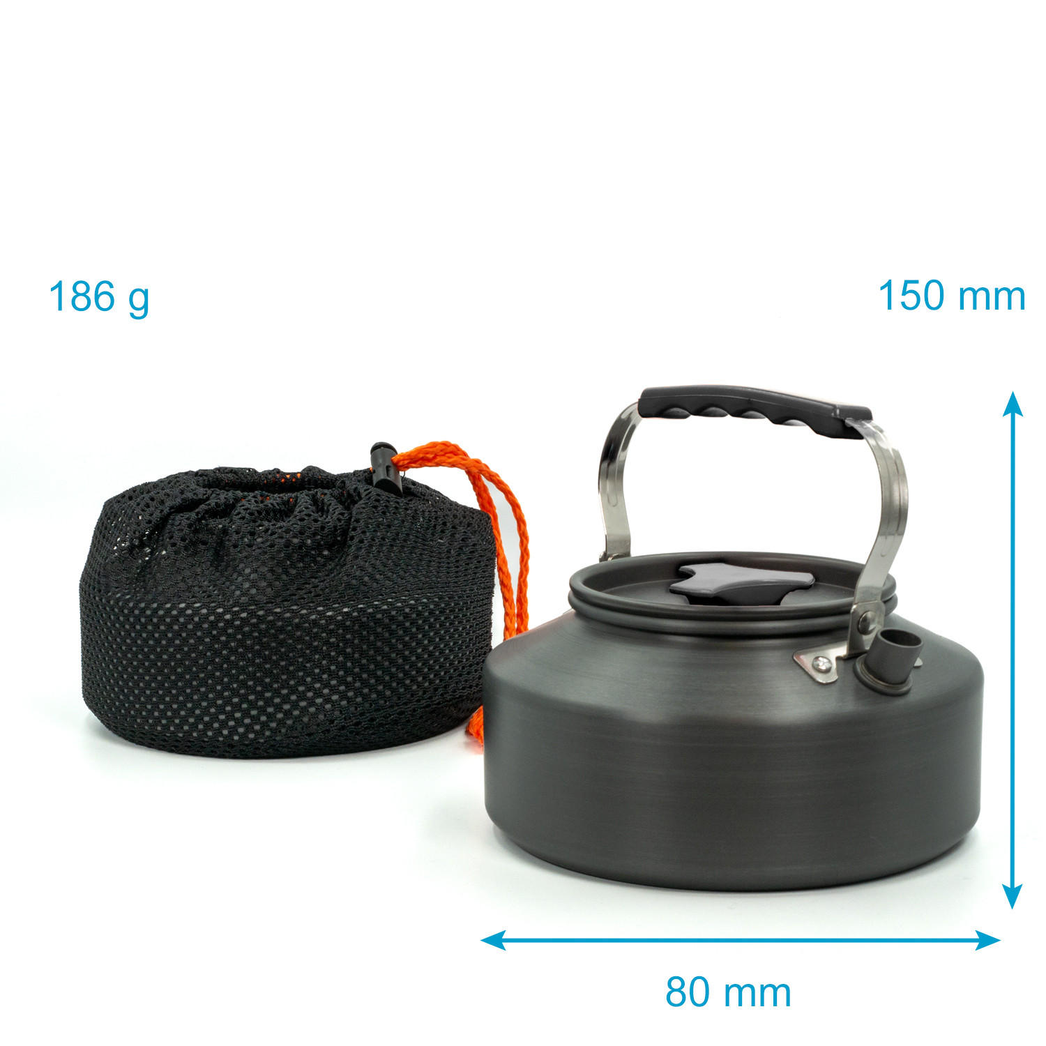 WASSERKOCHER Camping Kochkessel 1.1 L - Schwarz, Metall (17.5cm) - Intirilife