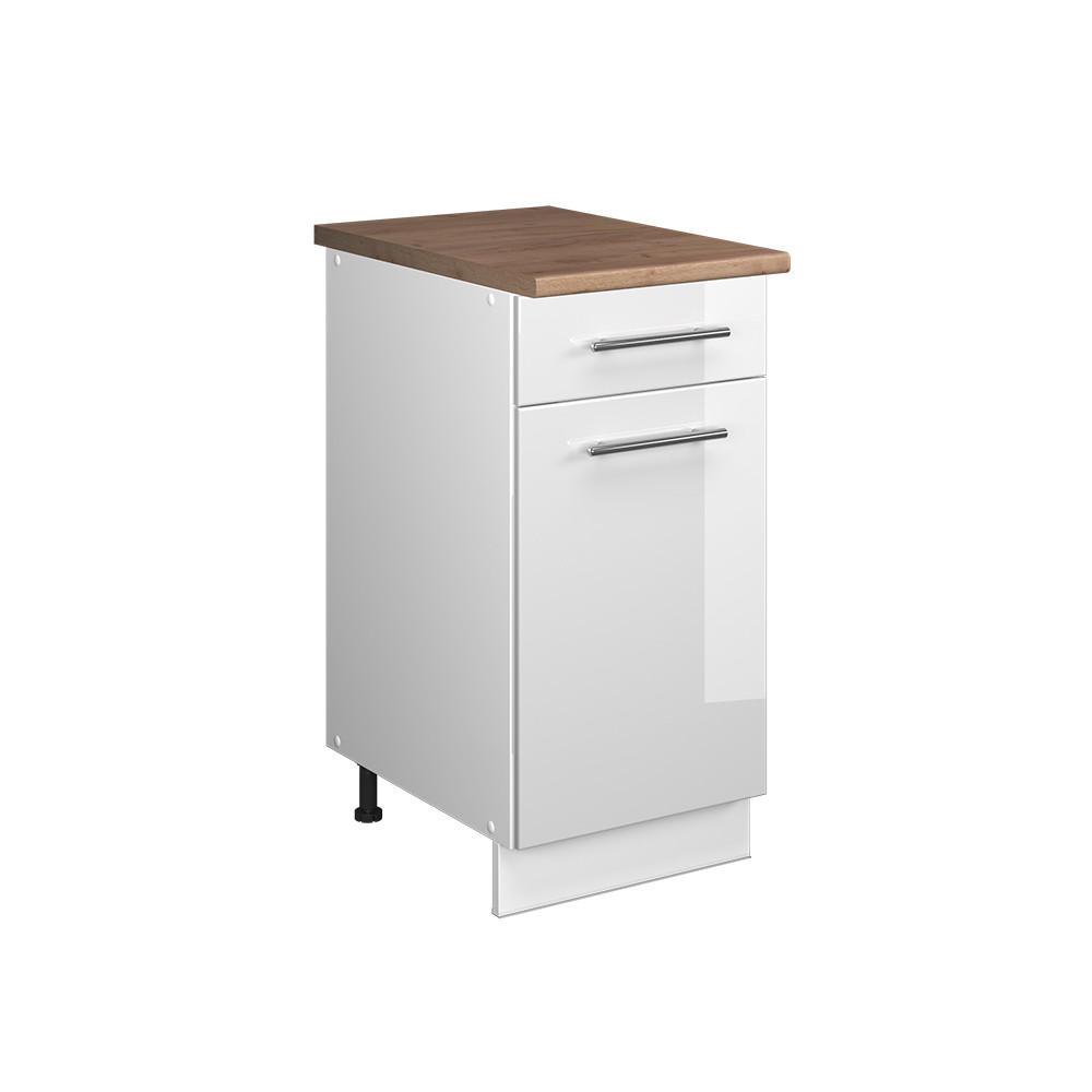 UNDERSKÅP FÖR DISKHO/SPISHÄLL Fame-Line, Vit högblank/Vit, 40 cm, AP Oak Vit högglans, Vit 82/40/60 cm