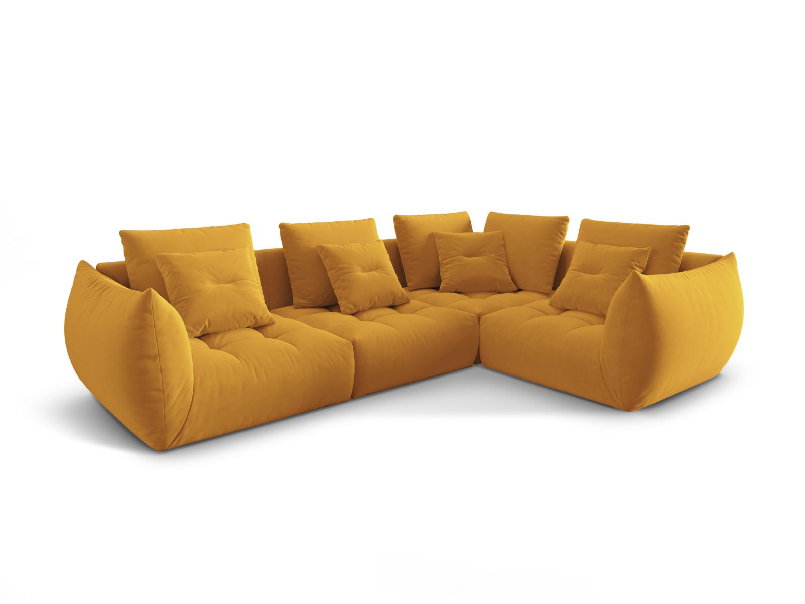 ECKSOFA modular rechts Bloom aus Samt gelb 3 Sitzplätze - Gelb, Textil (216/316cm) - Micadoni