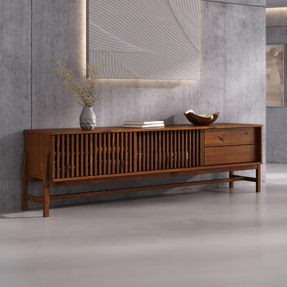 LOWBOARD ADAMO Kastanie - Kastanienfarben, Holz (180/52/41cm) - IDIMEX